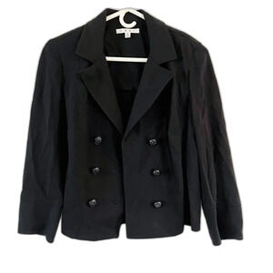 CAbi Womens Black Blazer Double Breast Coat Sz Medium Ponte Knit Work Style 215